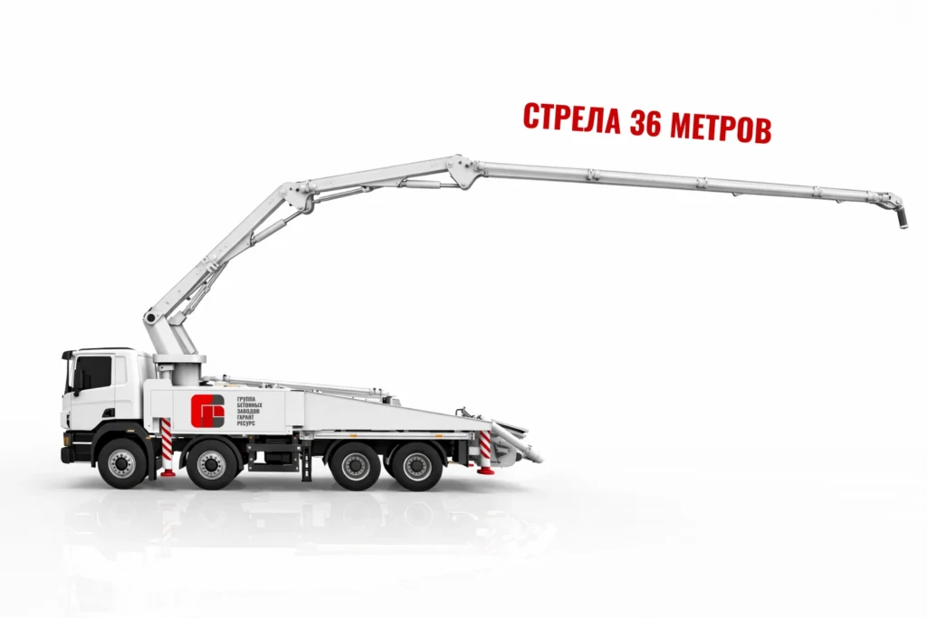 Автобетононасос со стрелой 36 м для подачи бетона на монолитные работы в Кратово